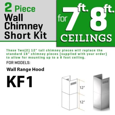 ZLINE SHORT CHIMNEY KIT FOR WALL RANGE HOOD under 8 FT ceiling FOR KF1