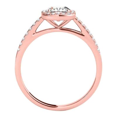 Pre-owned Maulijewels 1.25 Carat Cushion Cut Halo Diamond Moissanite Engagement Ring In In Pink