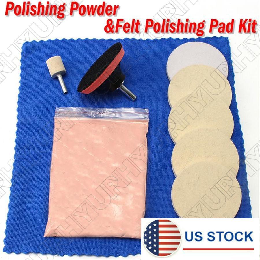 1 Set 10Pcs Car Window Glass Scratch Remover Kit Wool Polishing Pad Cerium Oxide