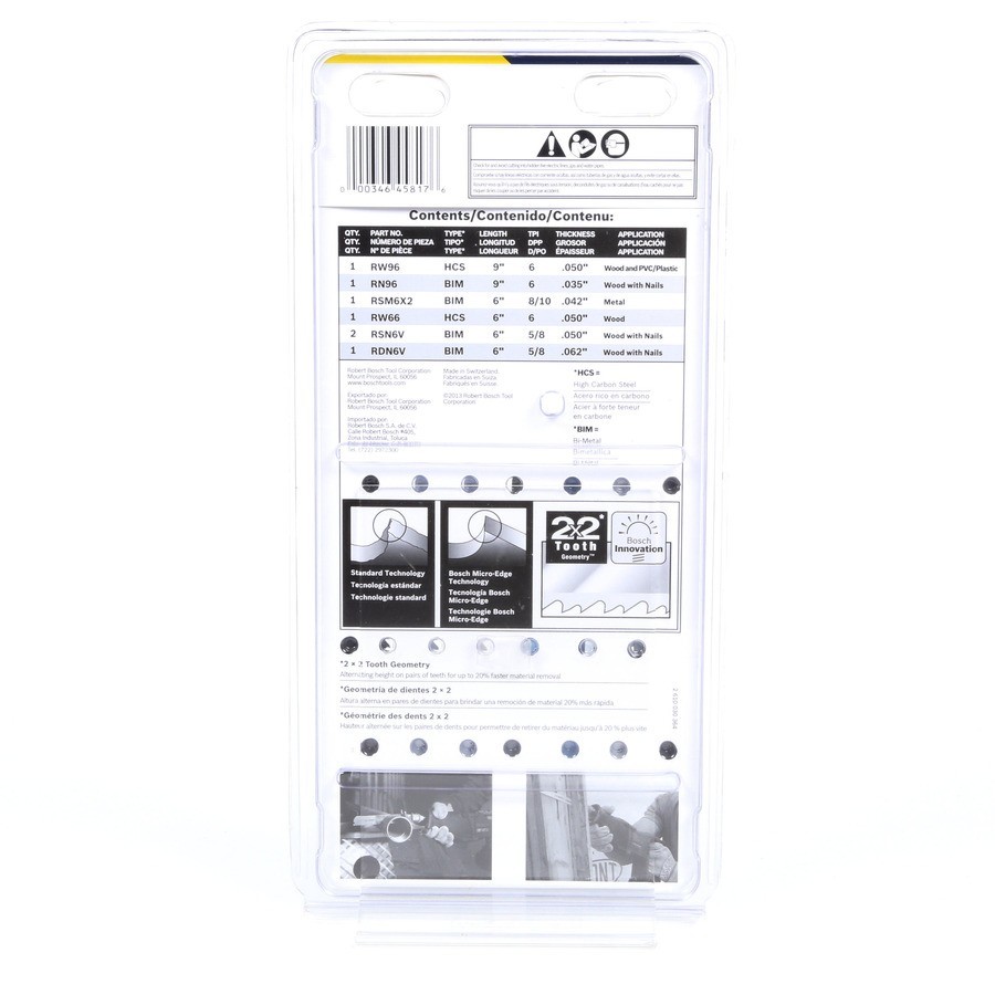 Bosch Reciprocating Saw Blade Set 7-Pack Carbon and Bi-Metal -