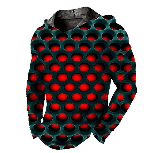 Men Hoodie T-Shirt Hooded 3D Optical Illusion Novelty T Shirts Silky LightWeight