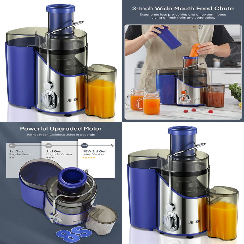 Centrifugal Juicer Machine 400W Fruit Vegetable 3" Wide Mouth Juice Extractor