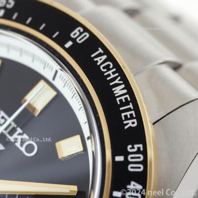 Pre-owned Seiko Prospex Men Watch Japan Sbdl113 Speedtimer Black X Gold Solar Chronograph In Silver