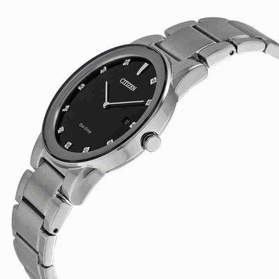 Pre-owned Citizen Axiom Eco-drive Black Dial Men's Watch Au1060-51g