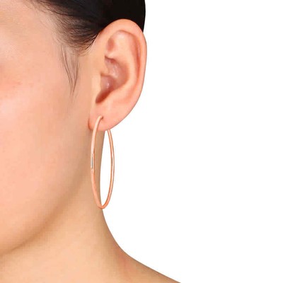 Pre-owned Amour 60mm Hoop Earrings In 14k Rose Gold