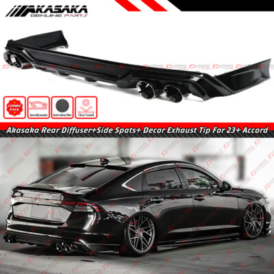 FOR 2023-25 ACCORD AKASAKA FULL BLACK REAR DIFFUSER + CORNER SPAT + EXHAUST TIP