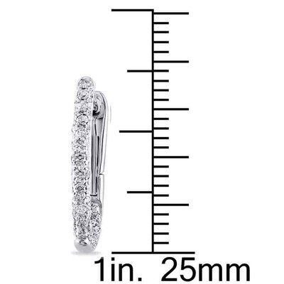 Pre-owned Amour 1/2 Ct Tw Diamond Hoop Earrings In 10k White Gold In Check Description
