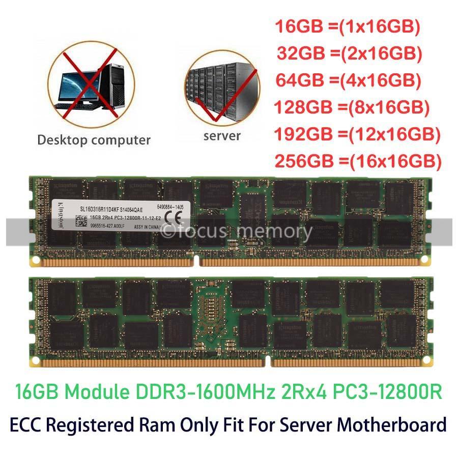 Kingston Micron 16GB DDR3 ECC REG. PC3-12800 1600MHz 2Rx4 Memory KFJ-PM316/ 16G - Foto 7
