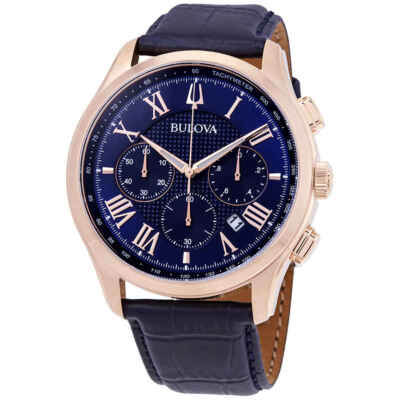 Мужские часы Bulova Classic с хронографом и синим циферблатом 97B170