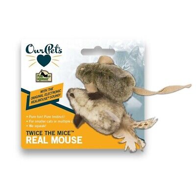 OurPets Twice the Mice Squeaking Mice Catnip Toy Brown, Mottled Tan