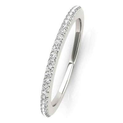 Pre-owned Maulijewels 14k White Gold 0.14 Carat Diamond Wedding Band