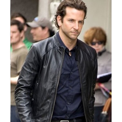 

Мотоциклетная байкерская кожаная куртка Limitless Bradley Cooper Stylish, Черный