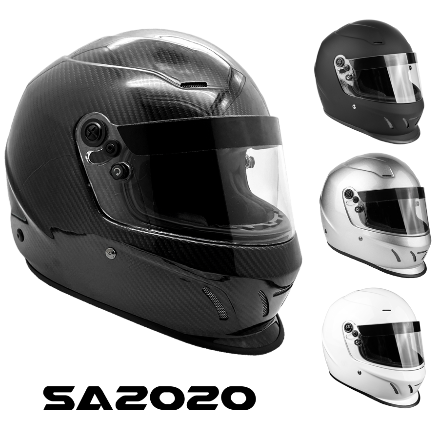 SNELL SA2020 Helmet Adult Full Face Matte Black/Silver/White/Carbon Fiber