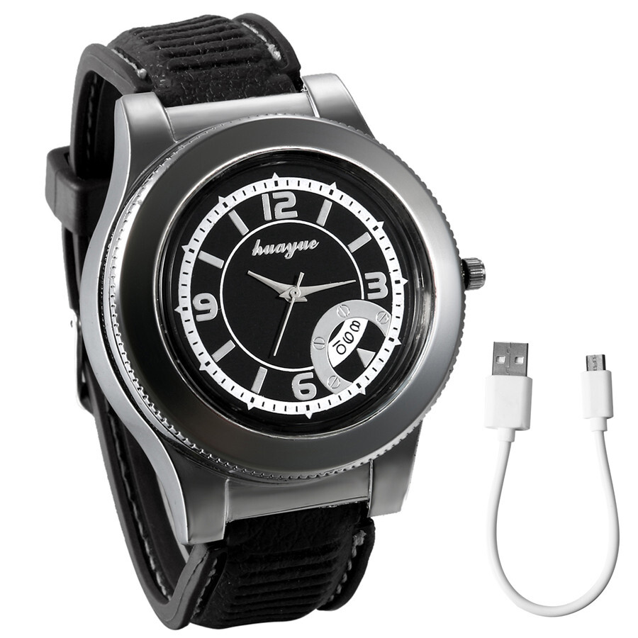 Brown Silver Men's Watch Waterproof Rechargeable Electric Lighter Watch Free USB