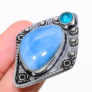 Owyhee Opal, Blue Topaz Gemstone 925 Sterling Silver Jewelry Ring Size 7.5 d489
