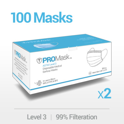 10/50/100 PROMask Disposable Face Masks Medical Surgical Dental 3-Ply Earloop 