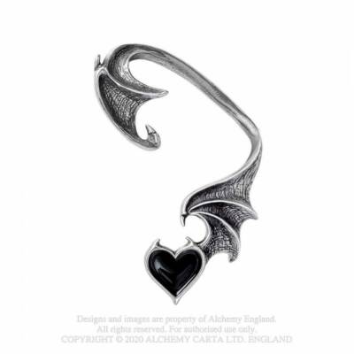 Alchemy Gothic Blacksoul Pewter Heart Ear Wrap   Local Stock   Gothic