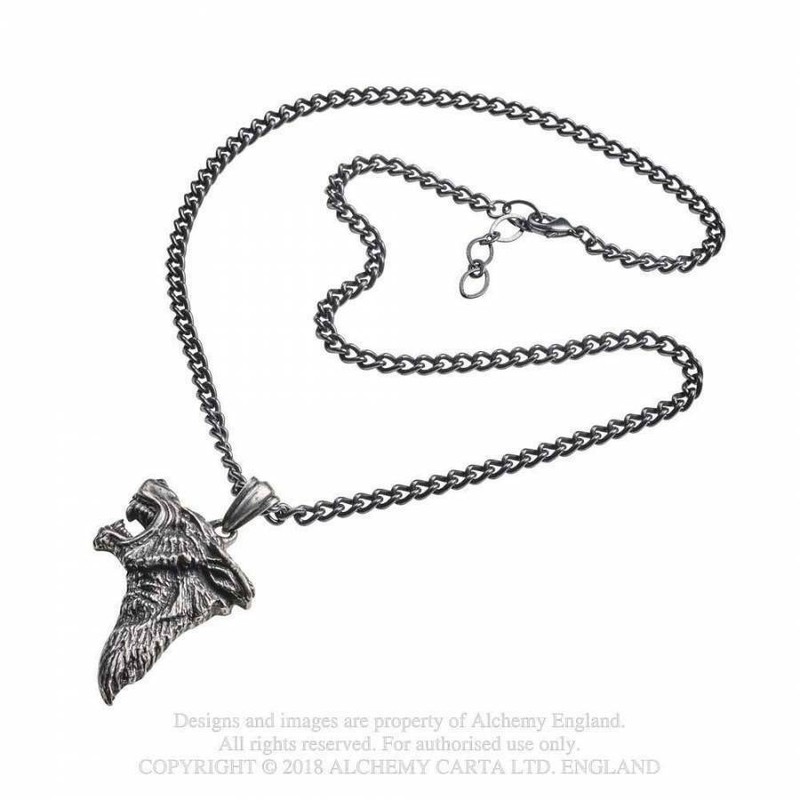 Collier / Pendentif - ÃTain - FoncÃ© Loup / Canis TÃªTe - Grondant