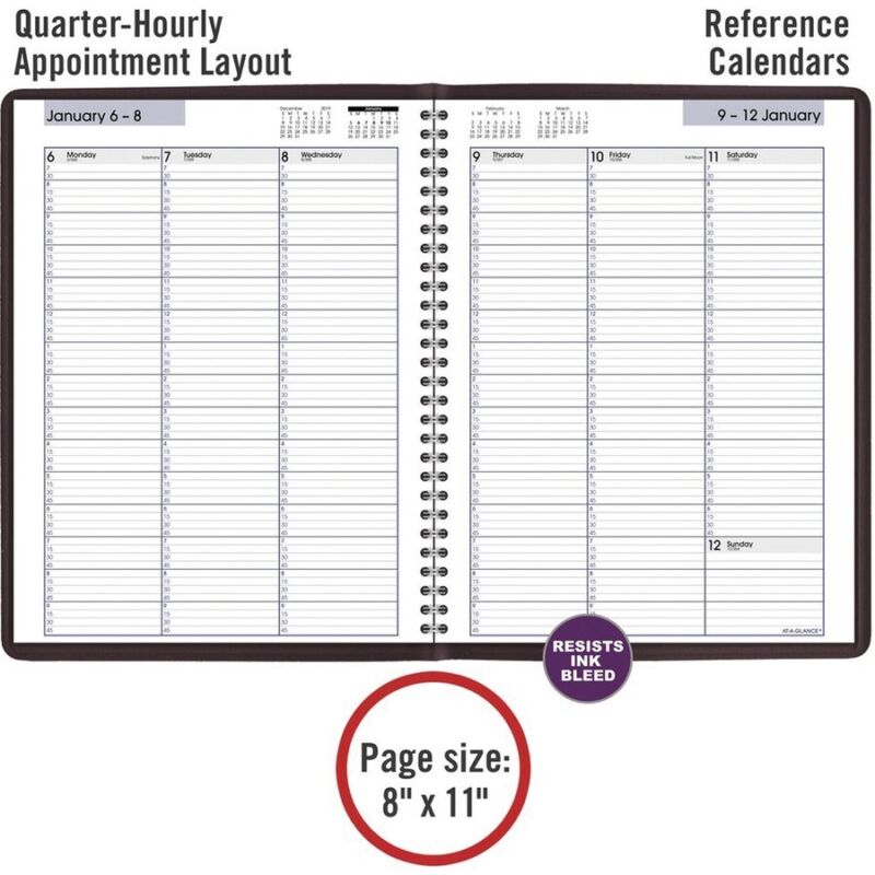 AT-A-GLANCE 2023 8" x 11" Weekly Appointment Book Planner DayMinder Burgundy