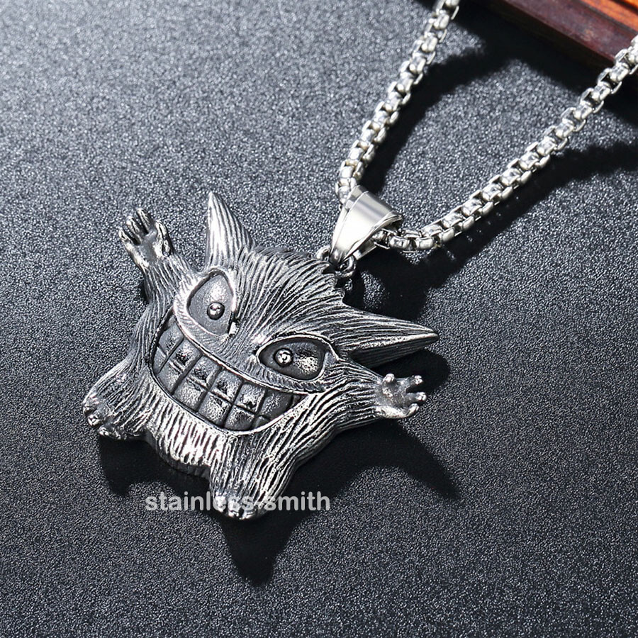Mens Kids Boys Pokemon Gengar Pendant Necklace For Boys Chain Stainless Steel