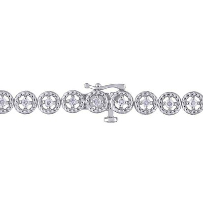 Pre-owned Amour 1 Ct Tdw Diamond Tennis Link Bracelet In Sterling Silver In White