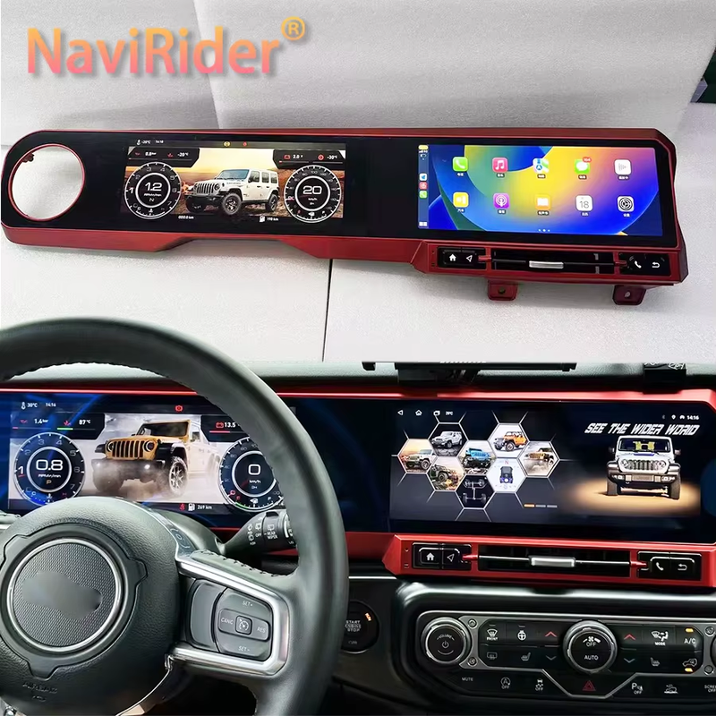 12.3inch+12.3inch Carplay Car Radio For JEEP WRANGLER 2018-2022 LCD Android Dual