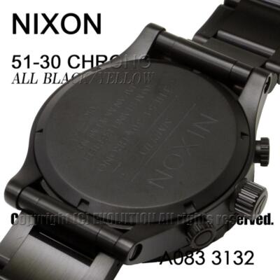 Pre-owned Nixon [] Watch 51-30 Chrono: All Black/yellow A083-3132-00 Men's Japan