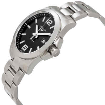 Pre-owned Longines Conquest Black Dial Stainless Steel Men's 43mm Watch L37604566
