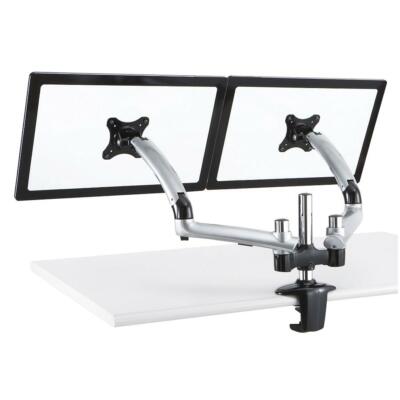 Cotytech Expandable Dual Desk Mount Spring Arm Clamp Base - Silver DM-GSD12-C