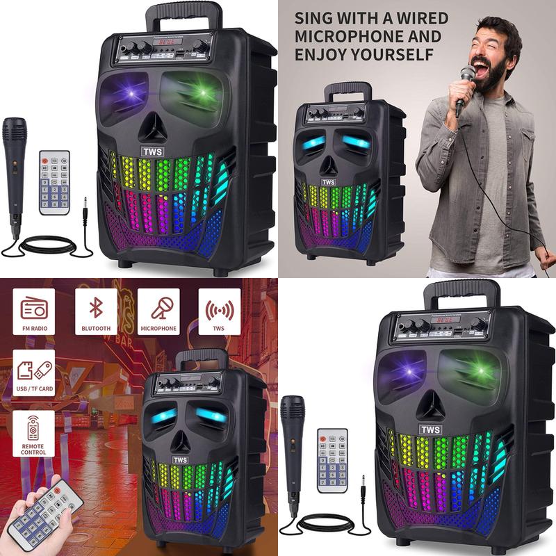 Altavoz De Karaoke Portatil Altavoz Subgraves Bluetooth Fiesta Microfono Speaker