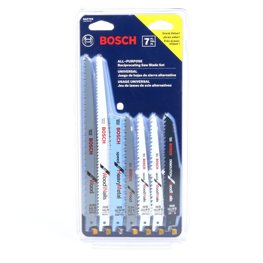 Bosch Reciprocating Saw Blade Set 7-Pack Carbon and Bi-Metal -