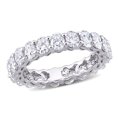 Pre-owned Amour 4 Ct Dew Created Moissanite Eternity Ring In 14k White Gold Amr-jms0072447