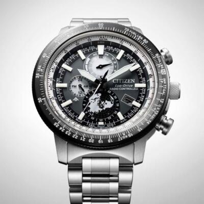 Pre-owned Citizen Promaster Sky By3006-53h Men Watch Eco-drive Direct Flight Atomic Radio