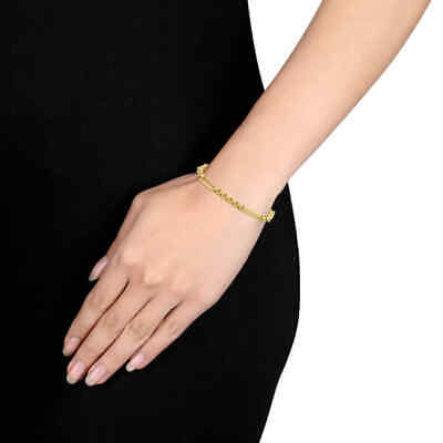 Pre-owned Amour Rolo Link Station Bracelet In 14k Yellow Gold, 7.5 In