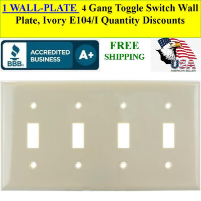 1 WALLPLATE 4 Gang Toggle Switch Wall Plate, Ivory E104/I Quantity Discounts