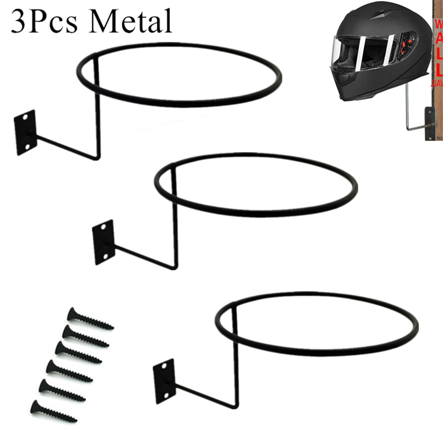 3x Black Motorcycle Helmet Holder Hook Jacket Bag Display Wall Mount Hanger Rack