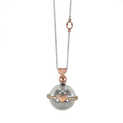 Collana Nanan Bijou NAN0163 Chiama Angeli Argento Boule pvd Oro Rosa Mamma Cuore