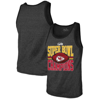Men's Majestic Threads Black Kansas City Chiefs Super Bowl LVIII Champions Tri-B