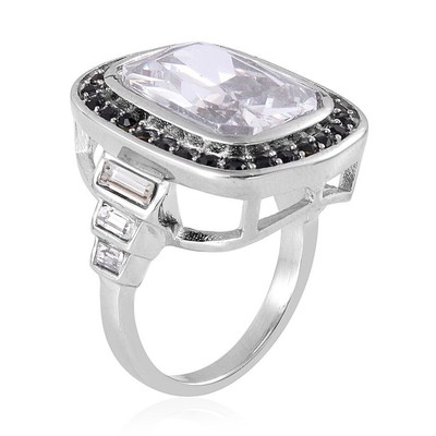 NIB $69.99 Size 9 Simulated Diamond, Black & White Austrian Crystal Ring I-5