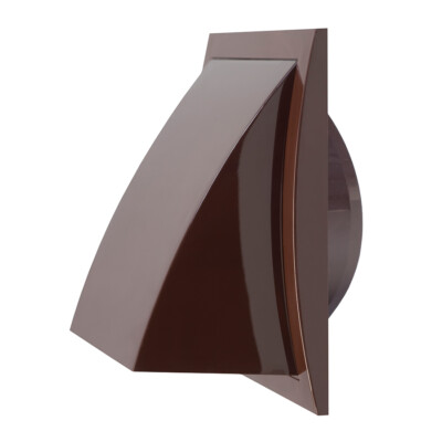 Brown Wall Outlet Duct Cowl 190mm x 190mm / 125mm Duct Hose Flap Damper