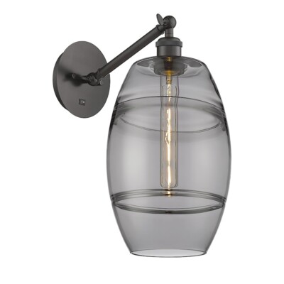 Innovations 317-1W Vaz 1Lt 8'' Sconce, U/D Arm, BZ/SM - 317-1W-OB-G557-8SM