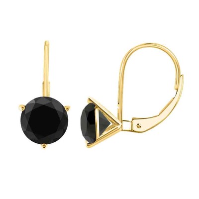 Pre-owned Maulijewels 0.50 Ct Black Diamond Martini Leverback Earrings 14k Yellow Gold