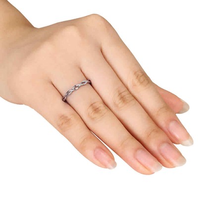 Pre-owned Amour Infinity Wedding Band In 14k White Gold