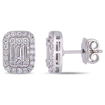 Pre-owned Amour 3/4 Ct Tw Diamond Stud Earrings In 14k White Gold, Mpn: Jms005176 In Check Description