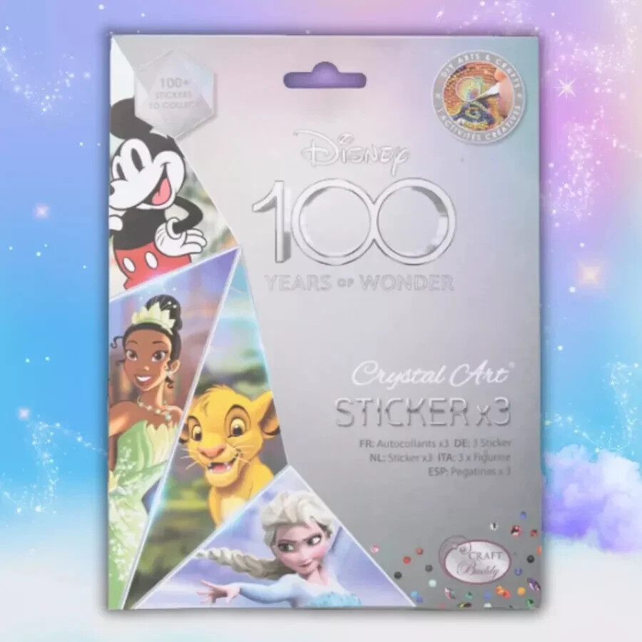 DISNEY 100 CRYSTAL ART STICKER PACK - NEW - 3 STICKERS +