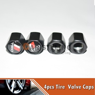 For Toyota 4pcsTRD Logo Fine Black Car Auto Tire Tyre Wheel Valve Stems Caps