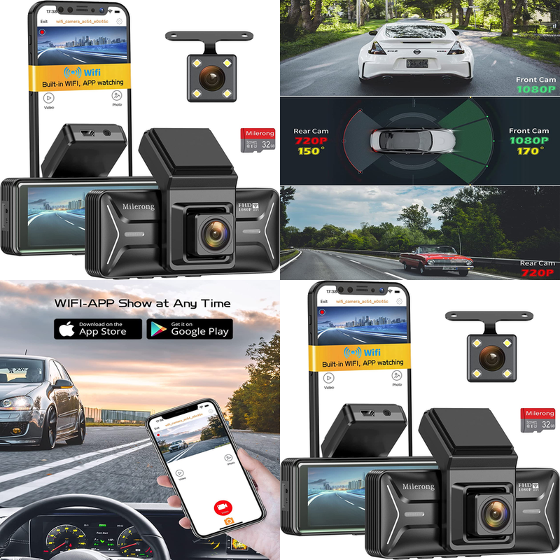 1080P Night Vision Car Dash Cam Front Rear View Dashboard Camera Parking Motion