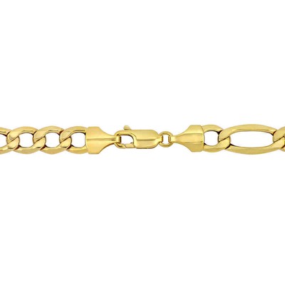 AMOUR AMOUR MEN'S 24 INCH FIGARO LINK CHAIN NECKLACE IN 10K YELLOW GOLD (7 MM)