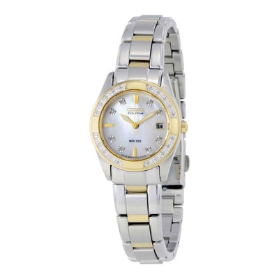 Pre-owned Citizen Regent Eco-drive Mop Dial Ladies Watch Ew1824-57d