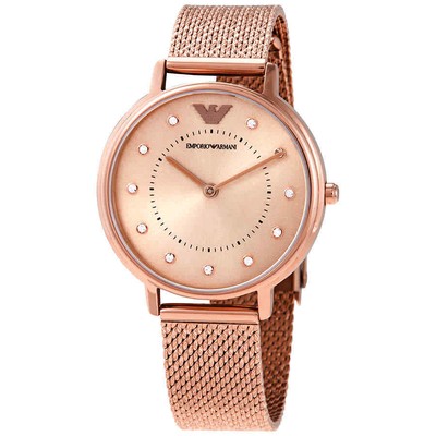 Женские часы Emporio Armani с кварцевыми кристаллами и розовым циферблатом AR11129
